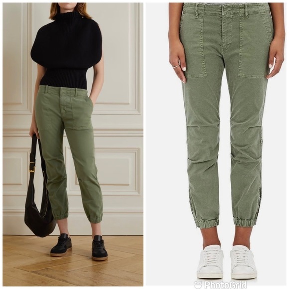 Nili Lotan Cropped Military Pant in Camo Green